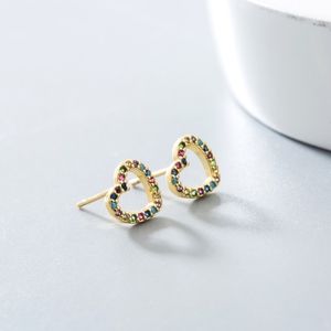 18kt Gold & Rainbow Zirconia Hearts Earrings